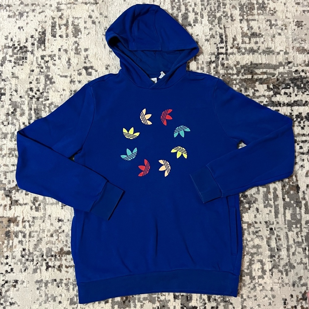 adidas Kids Blue Hoodie with‎ Multicolor Logo
